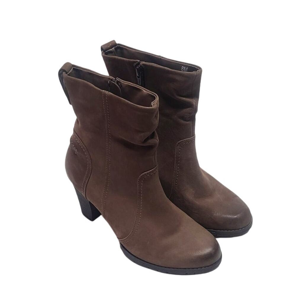 Rockport Cobb Hill brown leather heeled boots women's size 8